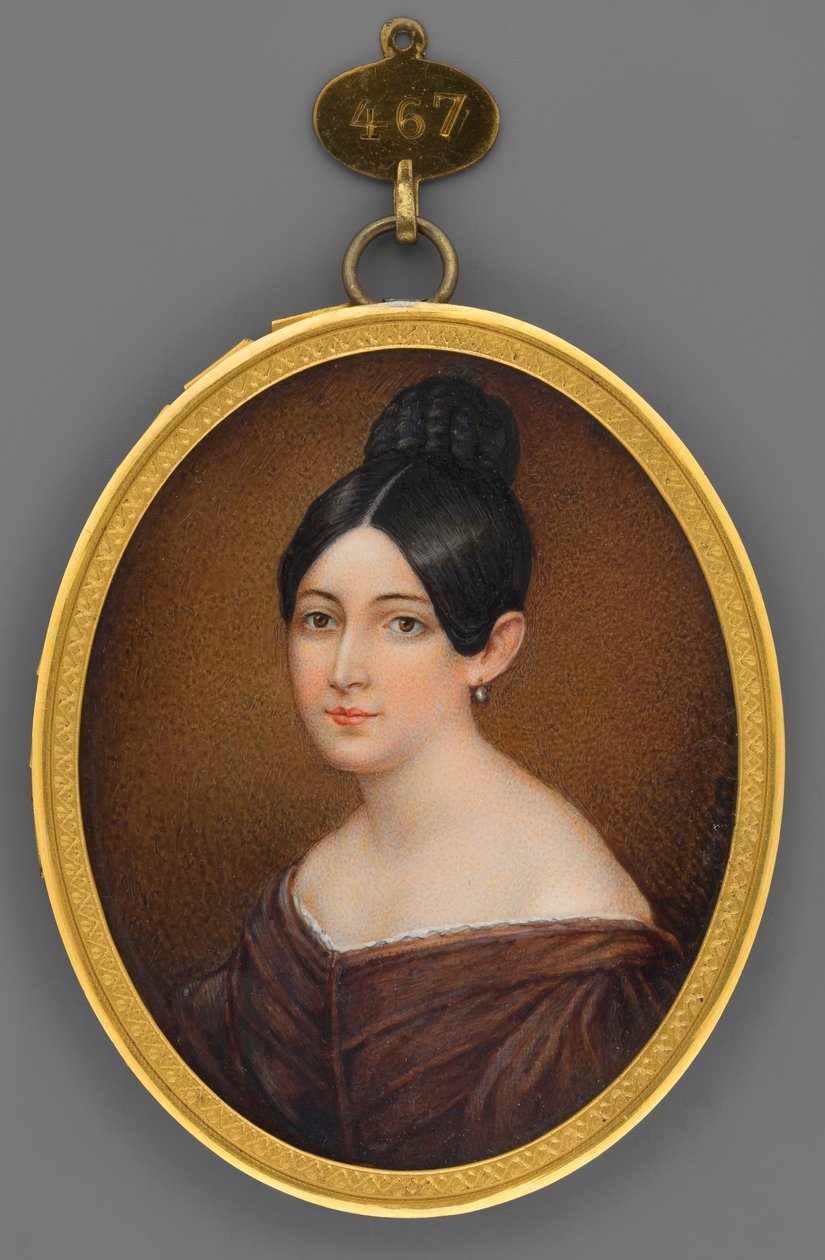 Retrato de una joven con vestido marrón de Franz Krüger