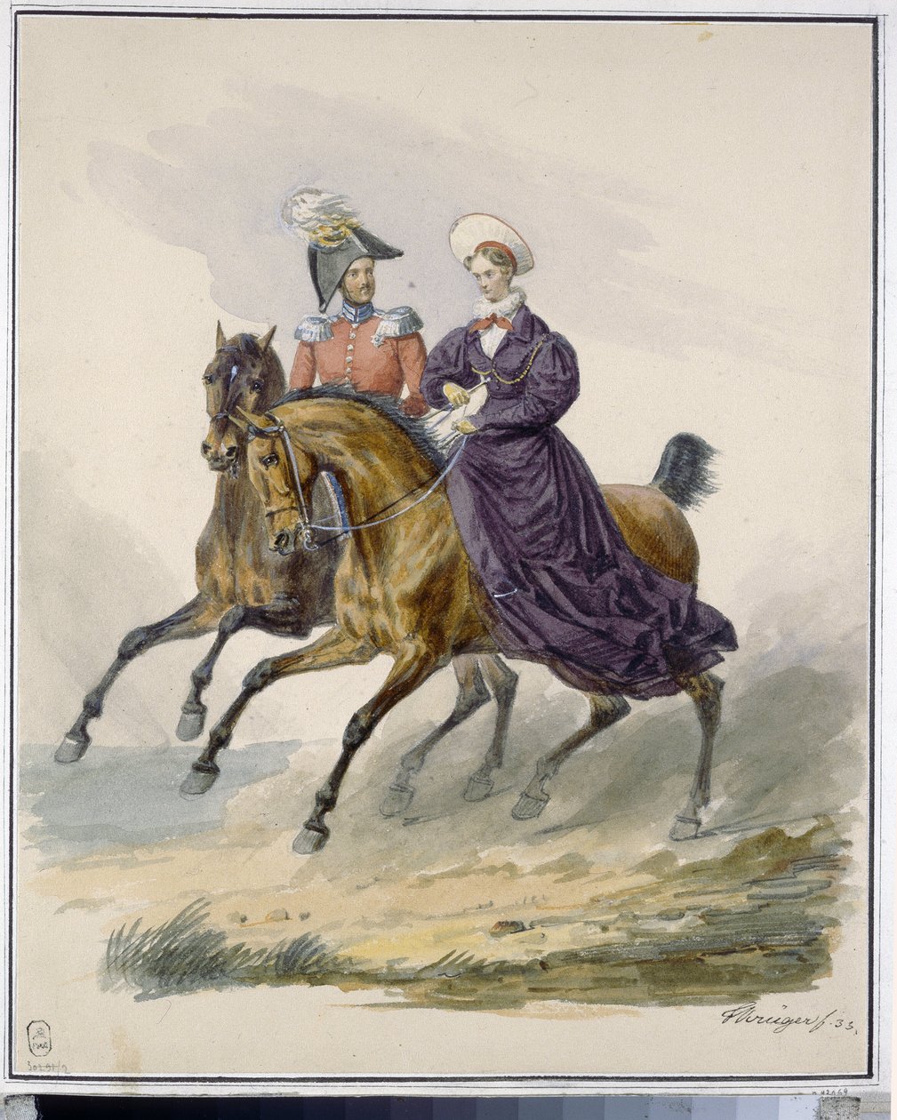 El emperador Nicolás I (1796-1855) y la emperatriz Alexandra Fedorovna (nee Charlotte de Prusia de Franz Krüger