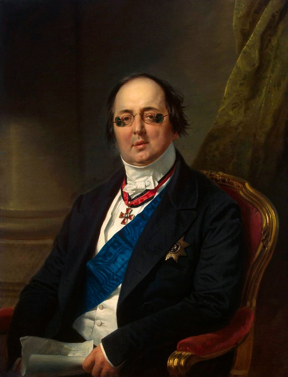 Retrato del Conde Alexander Kushelev-Bezborodko, 1851-1852 de Franz Kruguer
