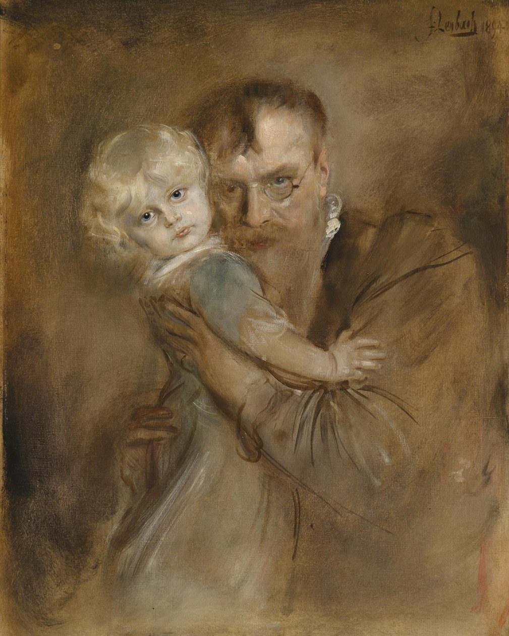 Autorretrato con hija Marion de Franz von Lenbach