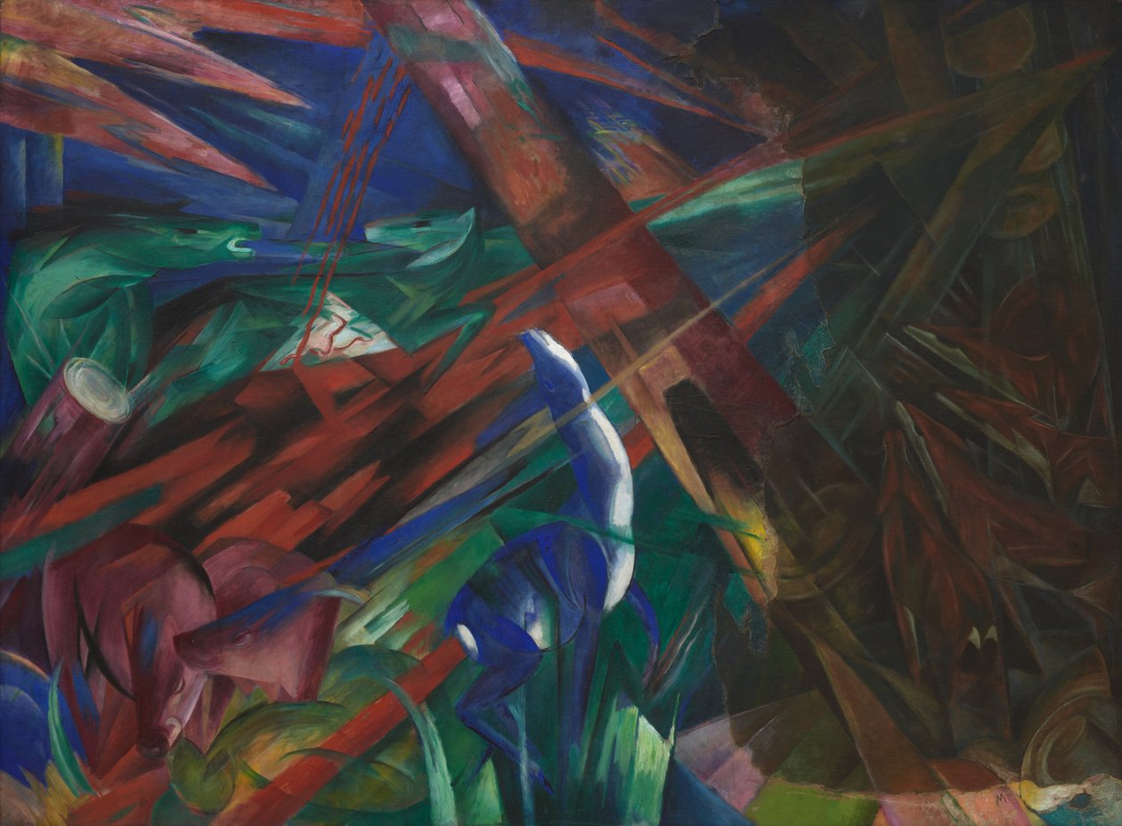 Destinos de los animales Los árboles mostraron sus anillos, los animales sus venas, 1913 de Franz Marc
