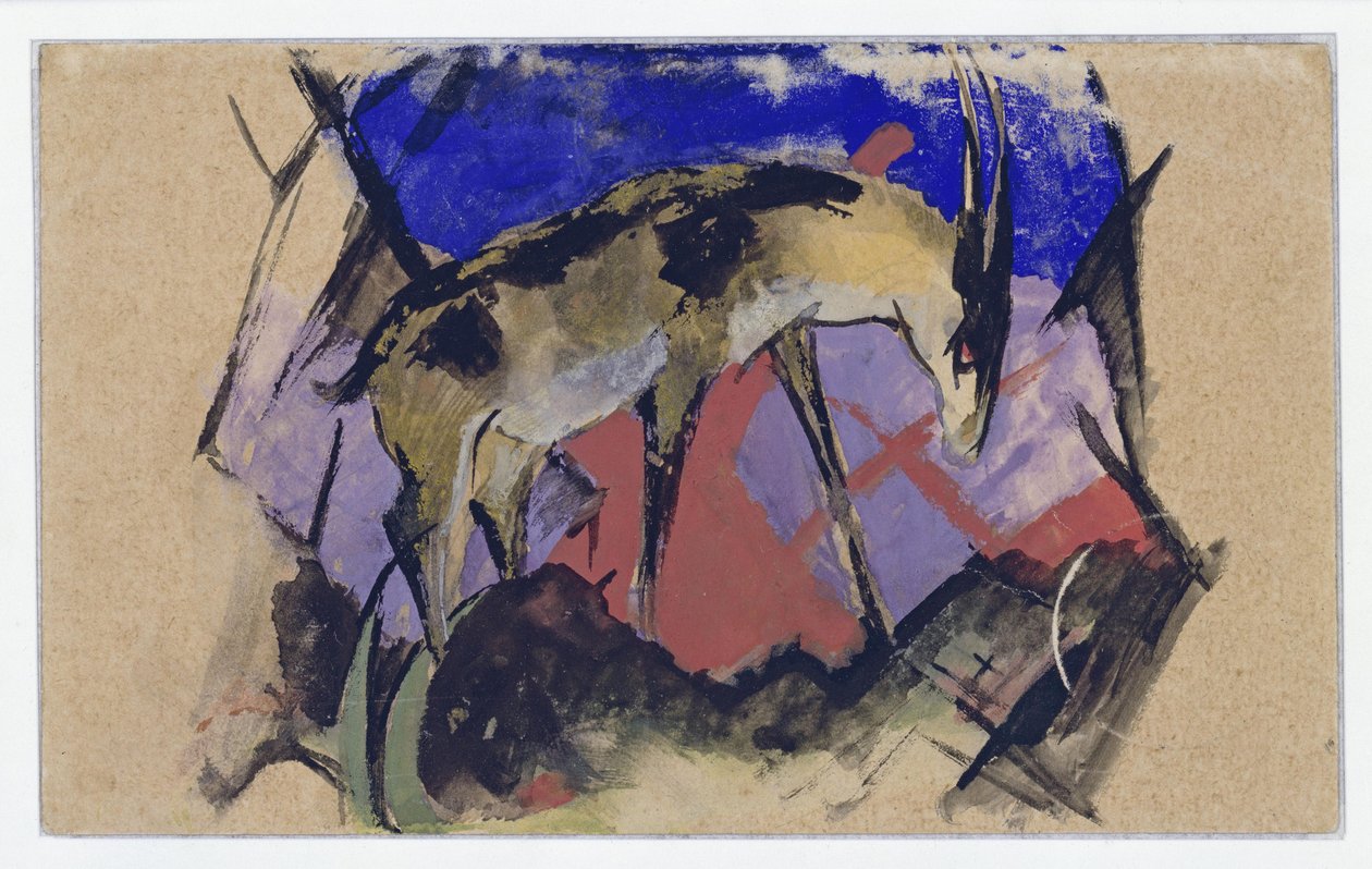 Antilope (auch: Steinbock) (Postkarte an Else Lasker-Schüler) de Franz Marc