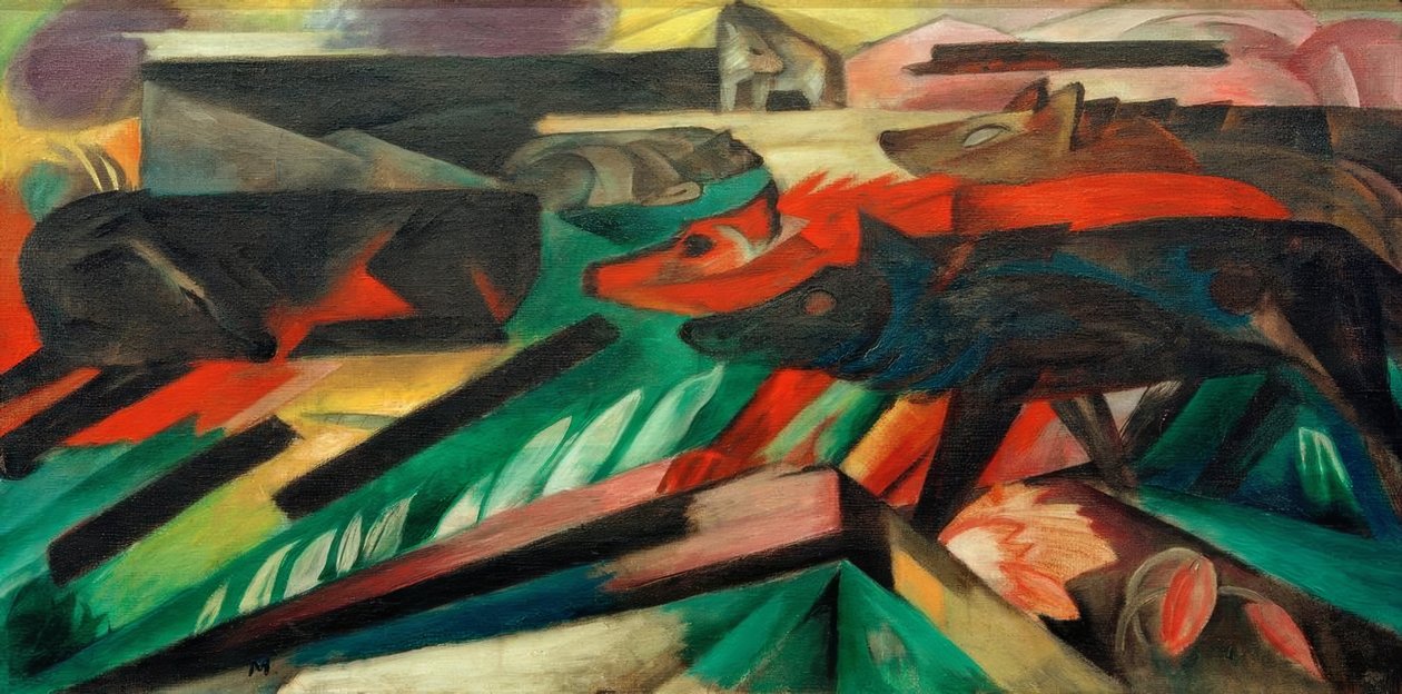 Los lobos (Guerra de los Balcanes) de Franz Marc