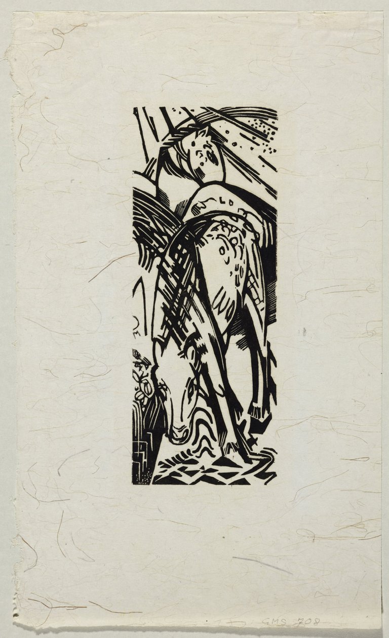 Alemán: Drinking horse de Franz Marc