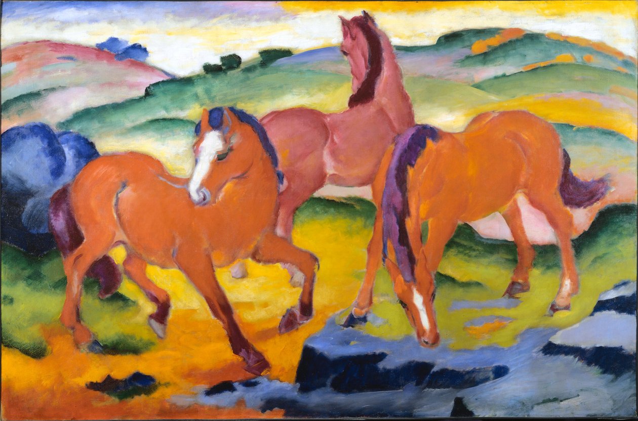 Caballos de pastoreo IV de Franz Marc
