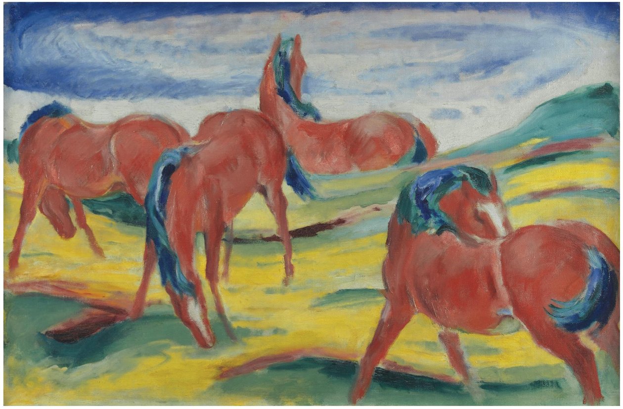 Caballos pastando III, 1910 de Franz Marc