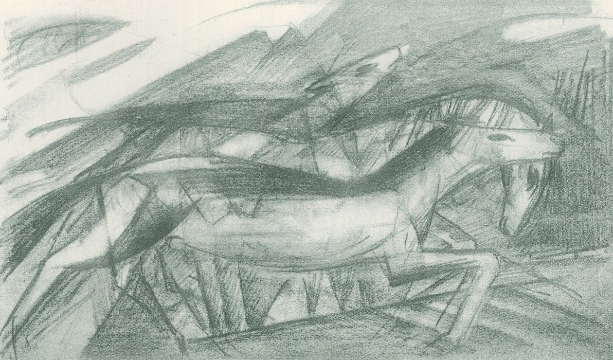 Caballos de caza en un paisaje abstracto de Franz Marc