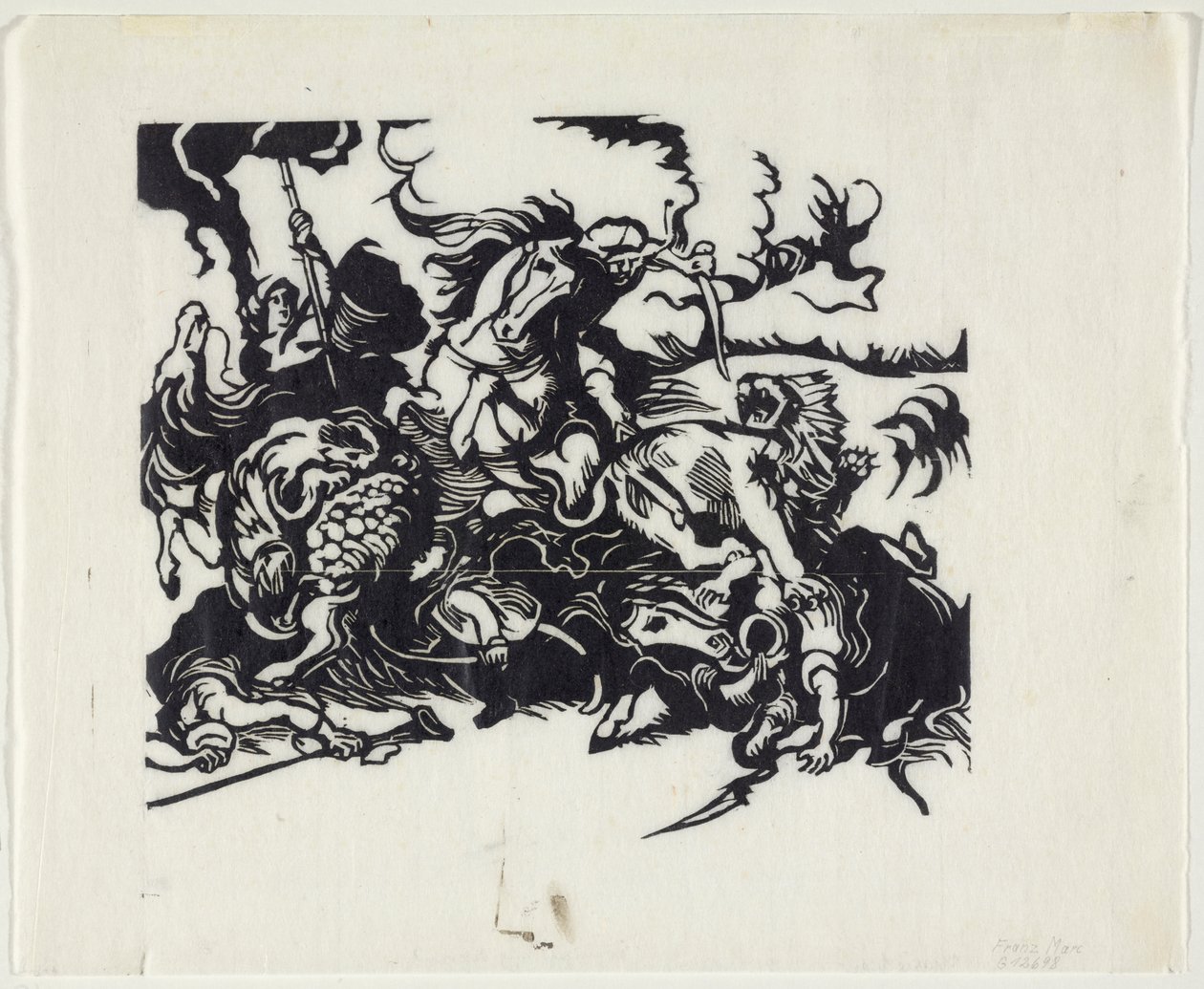 Caza de leones después de Delacroix de Franz Marc