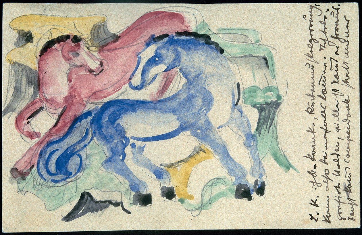 Caballos rojos y azules de Franz Marc