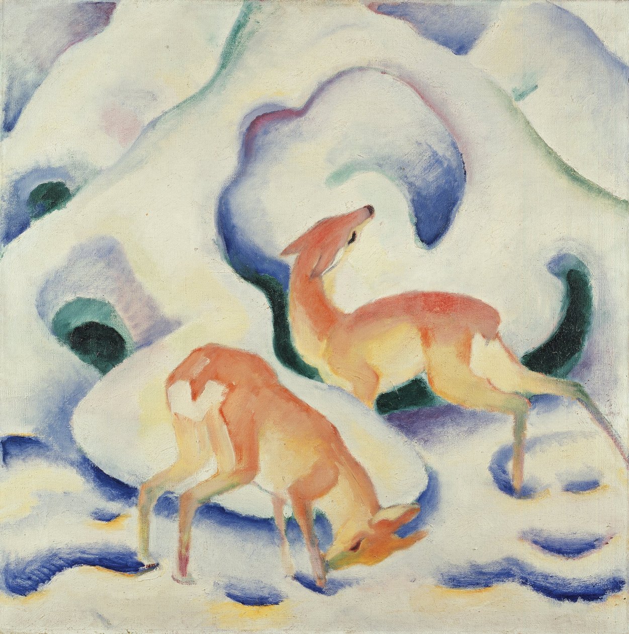 Ciervo en la nieve II de Franz Marc