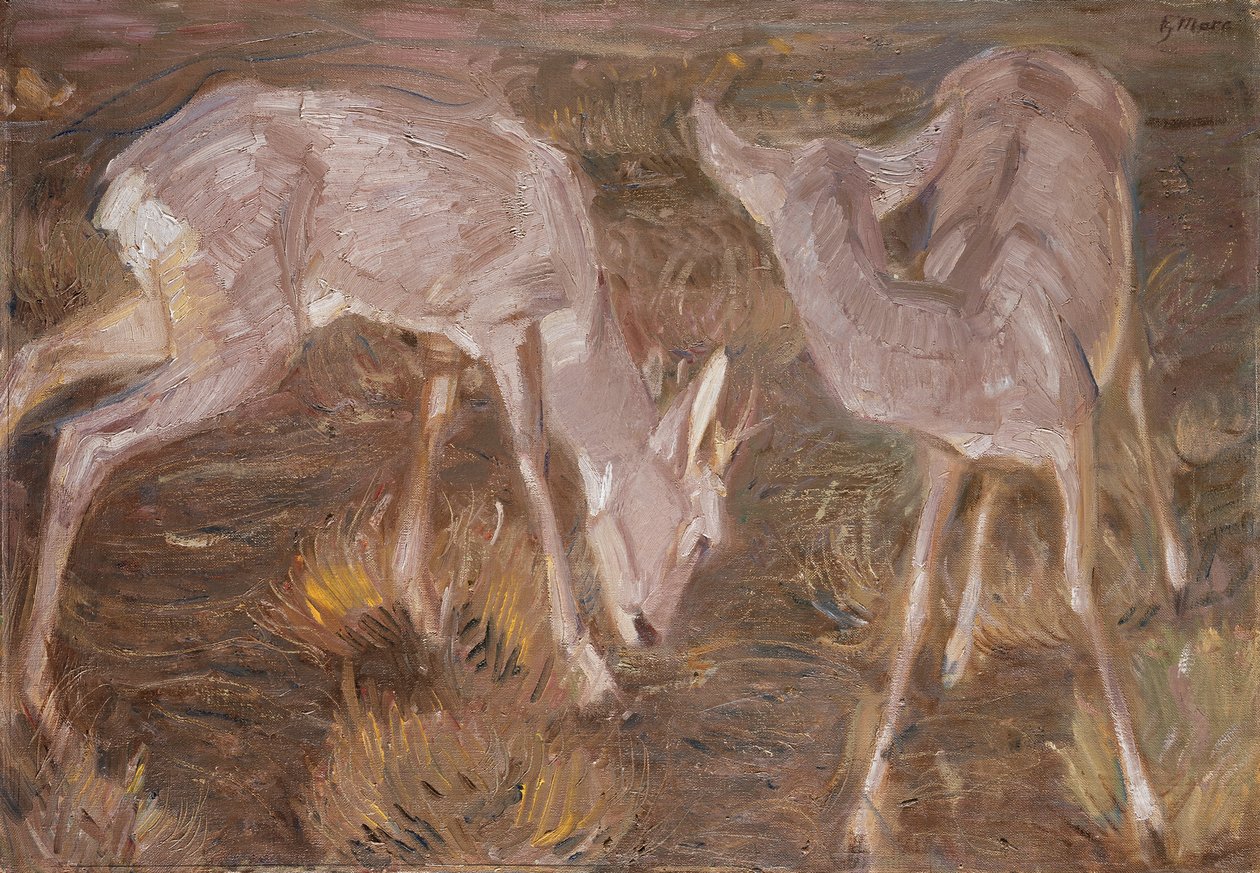 Ciervos al atardecer de Franz Marc