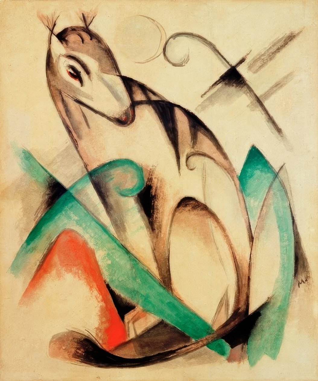 Animal fabuloso sentado de Franz Marc