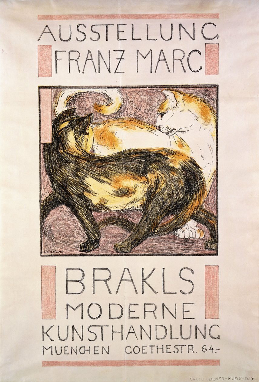 Dos Gatos, 1909-10 de Franz Marc