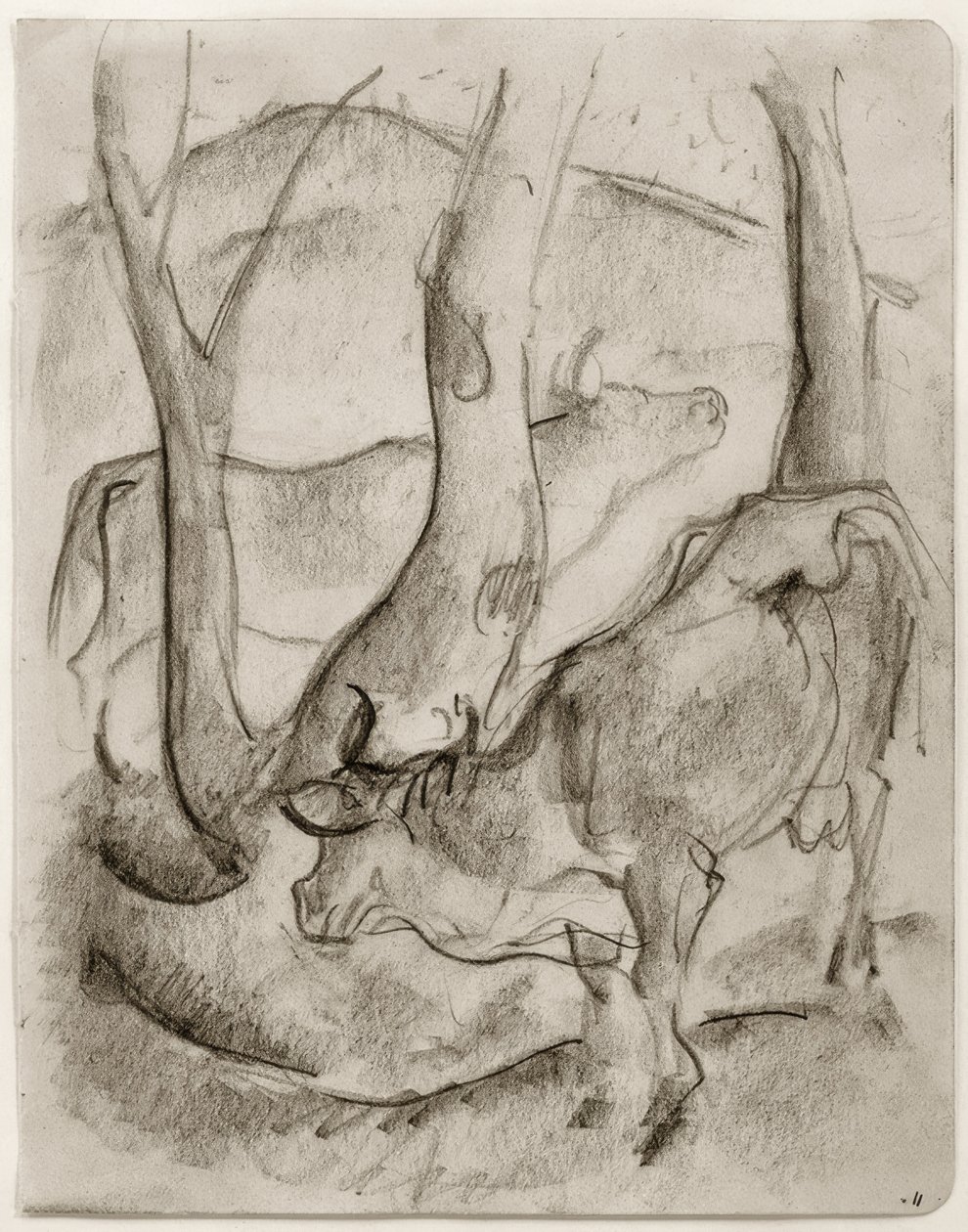 Dos vacas bajo los árboles de Franz Marc