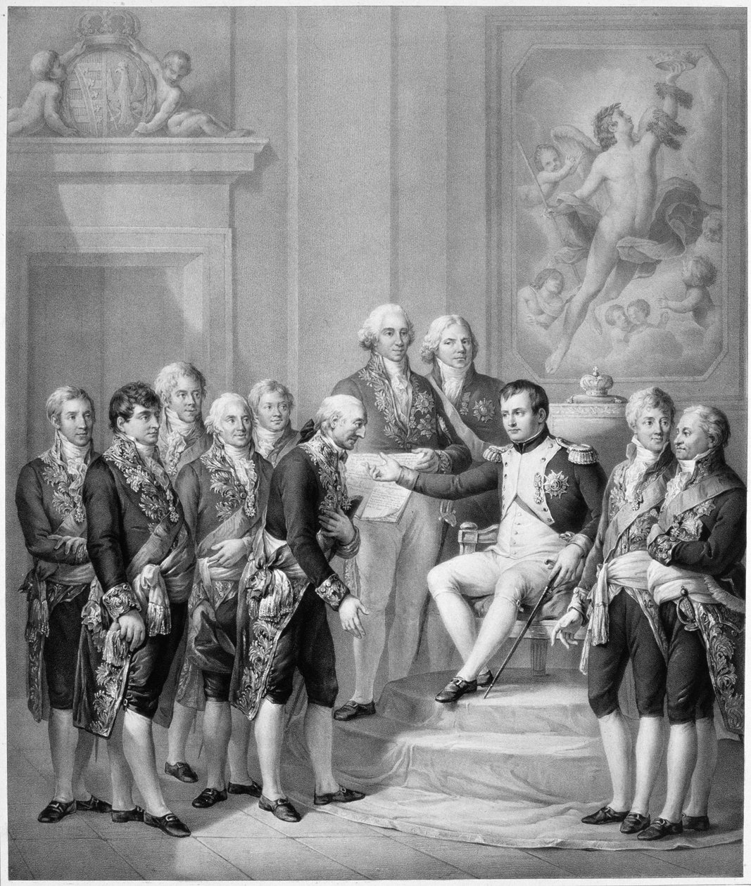 Napoleón (1769-1821) otorgando la constitución al Ducado de Varsovia, 1843 de Franz Seraph Hanfstaengel