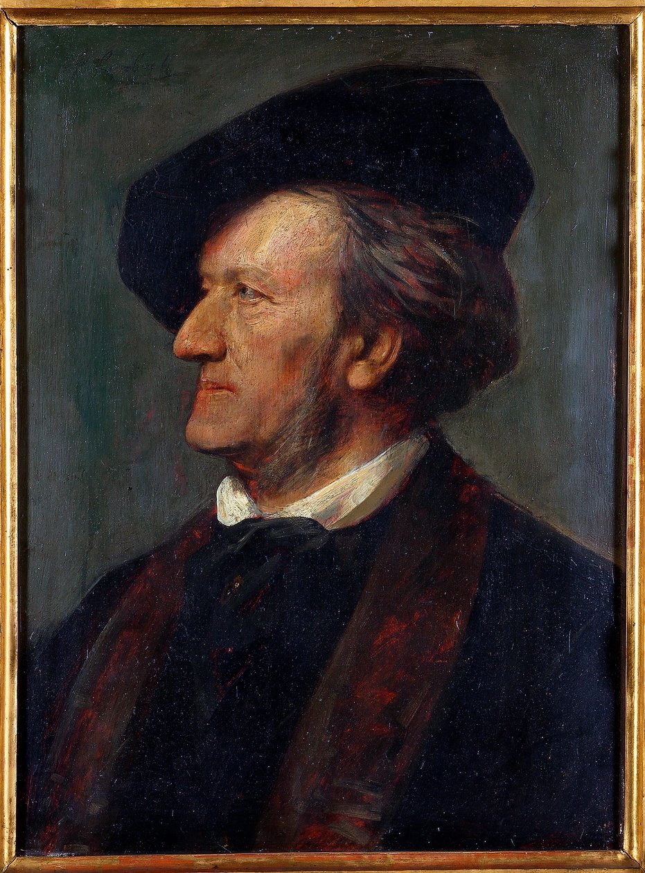""Retrato del compositor Richard Wagner"" (Retrato del compositor Richard Wagner (1813-1883)) Pintura de Franz von Lenbach (1836-1904) - 1871 - Óleo sobre madera - Museo Richard Wagner, Bayreuth de Franz Seraph von Lenbach