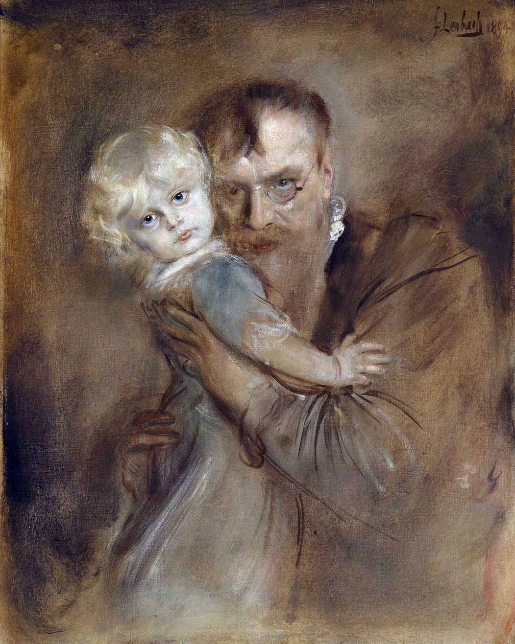 Autorretrato con su hija Marion - Lenbach, Franz, von (1836-1904) - 1894 - Colección privada de Franz Seraph von Lenbach