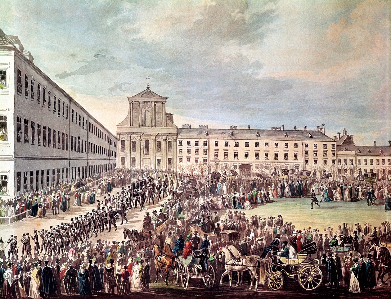 Funeral de Ludwig van Beethoven (1770-1827) en Viena, 29 de marzo de 1827 (detalle) de Franz Stober