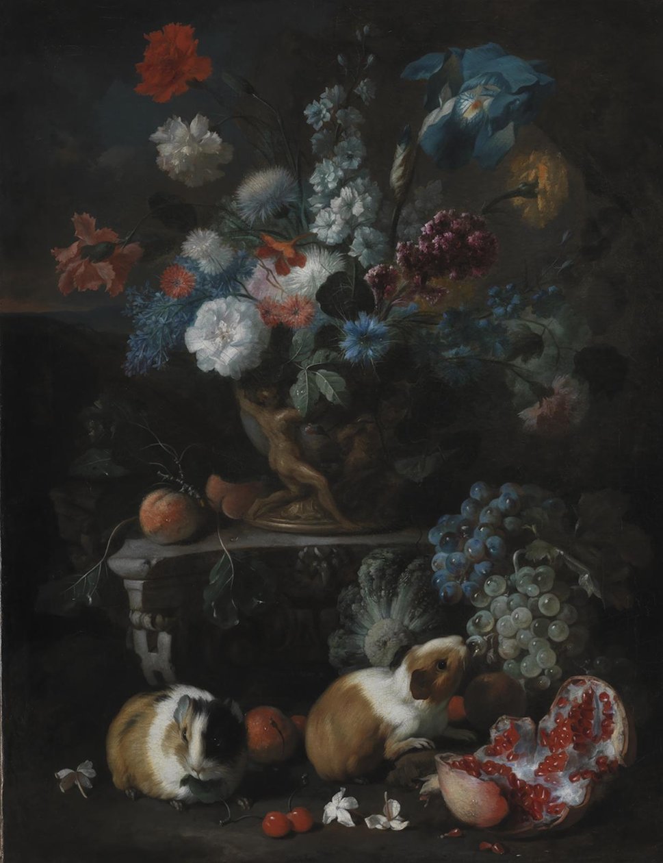 Arreglo floral con cobayas de Franz Werner Tamm