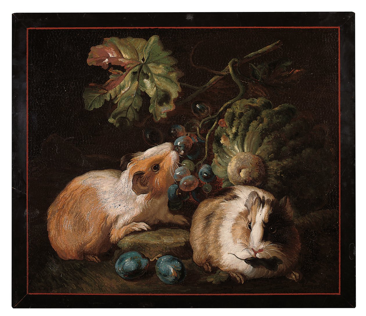 Panel de micromosaico romano que representa dos cobayas comiendo repollo y uvas, 1800-25 de Franz Werner von Tamm