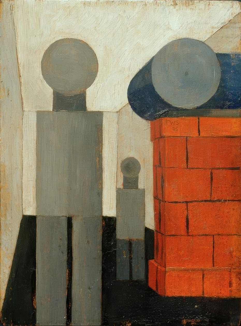 Dos personas en construcción perspectiva de Franz Wilhelm Seiwert