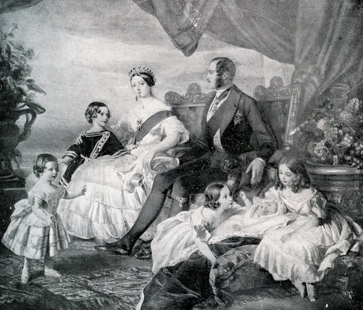 La reina Victoria con el príncipe Alberto y sus hijos (impresión) de Franz Xaver  Winterhalter (after)