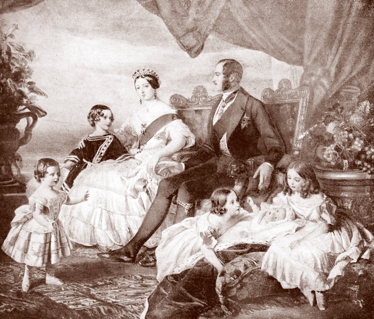 La reina Victoria con el príncipe Alberto y sus hijos, de 