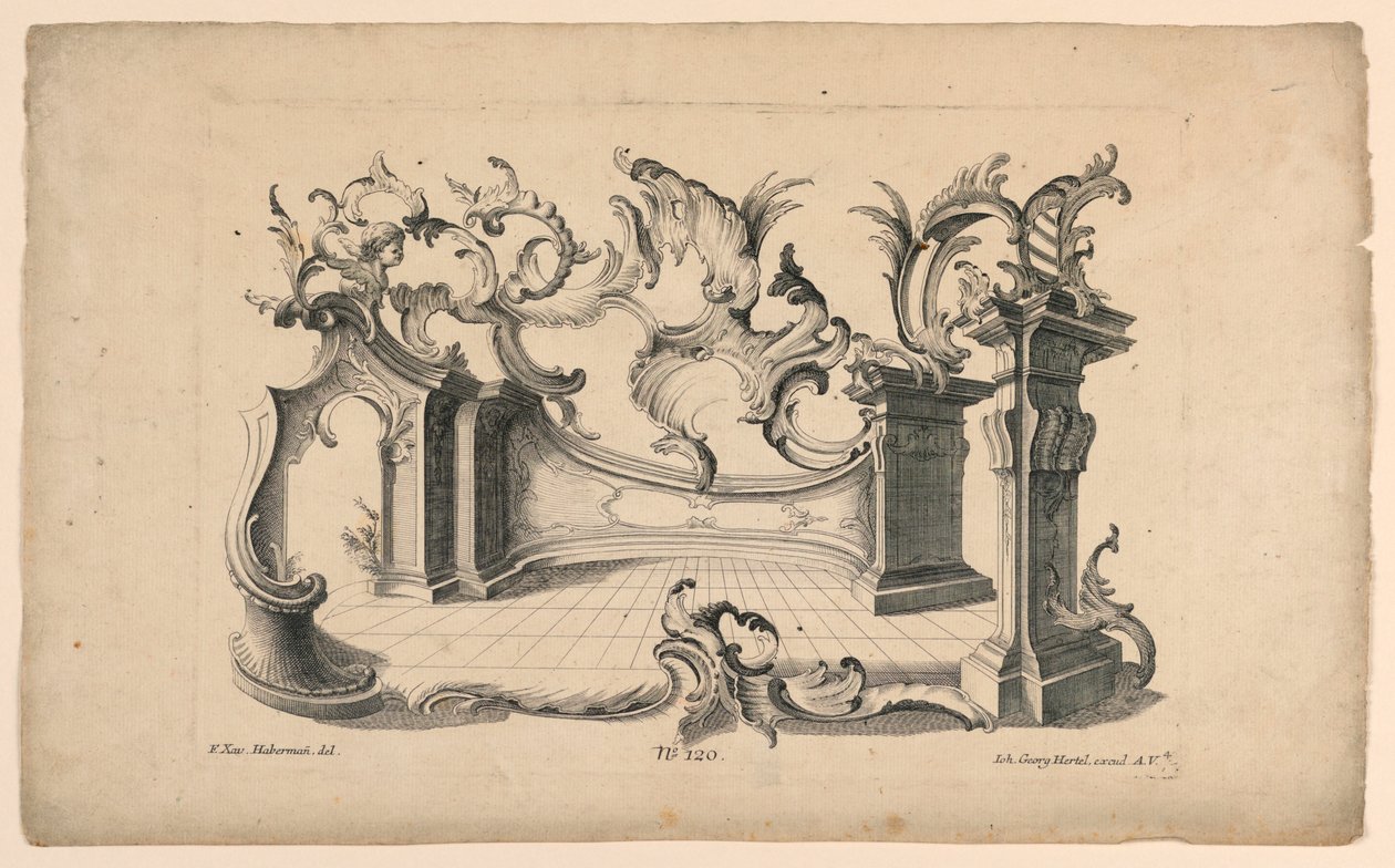 Motivos de Rocaille y zócalos, del Conjunto No. 120 de Franz Xaver Habermann