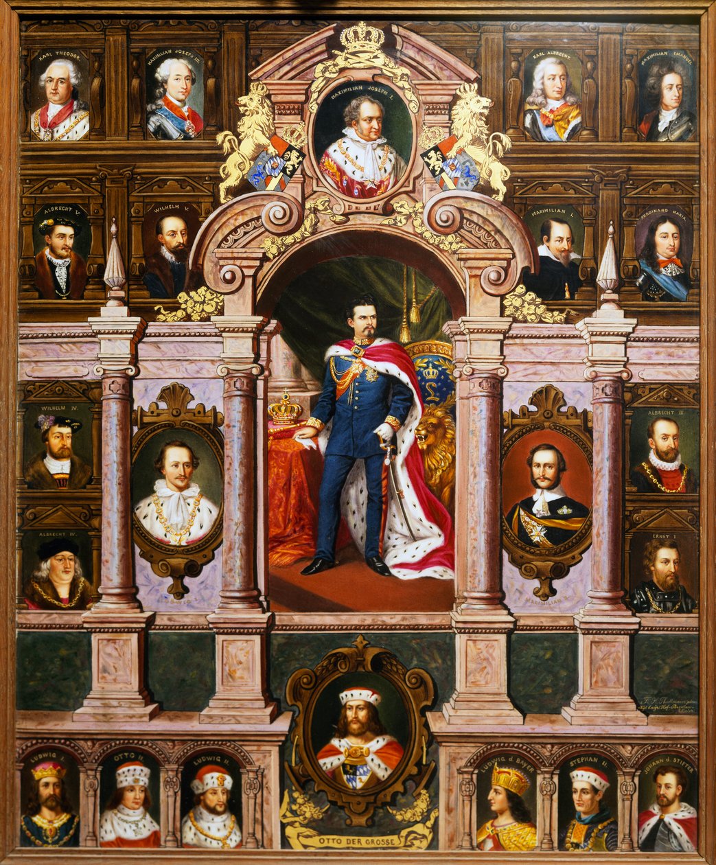 Panel con retratos de los reyes bávaros de la familia Wittelsbach, de Franz Xaver Thallmaier de Franz Xaver Thallmaier