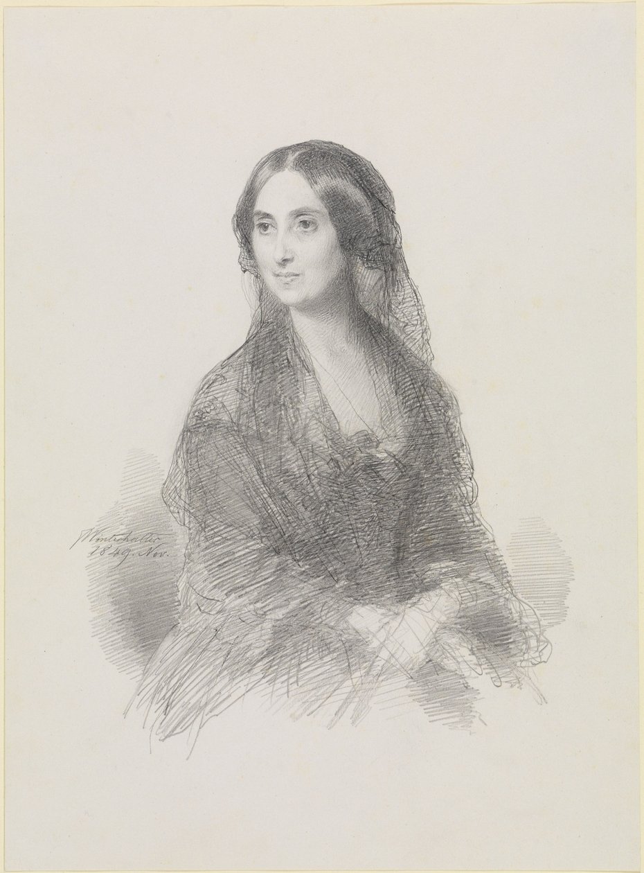 Retrato de una dama con traje español, sentada, de medio cuerpo de Franz Xaver Winterhalter