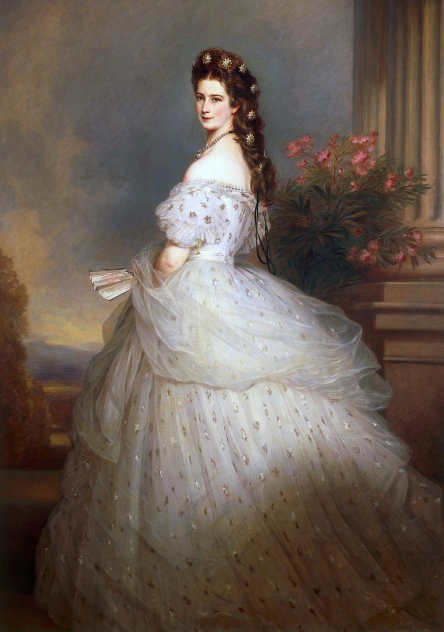 La emperatriz Isabel de Austria, con estrellas de diamante en el cabello - Emperatriz Isabel de Austria con estrellas de diamante en el cabello, por Winterhalter, Franz Xavier (1805-1873) de Franz Xaver Winterhalter