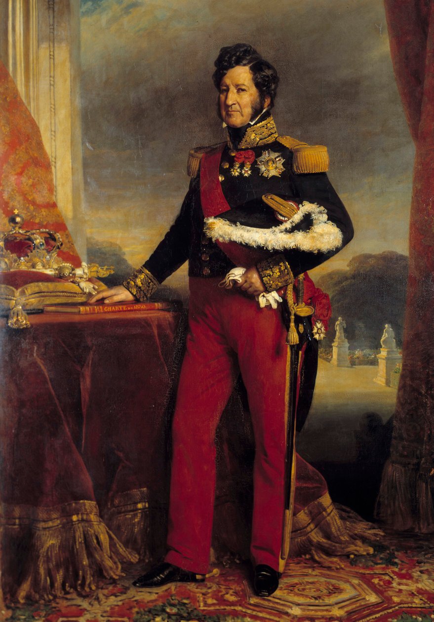 Retrato de Luis Felipe I, rey de los franceses, con la mano sobre la carta de 1830 de Franz Xaver Winterhalter