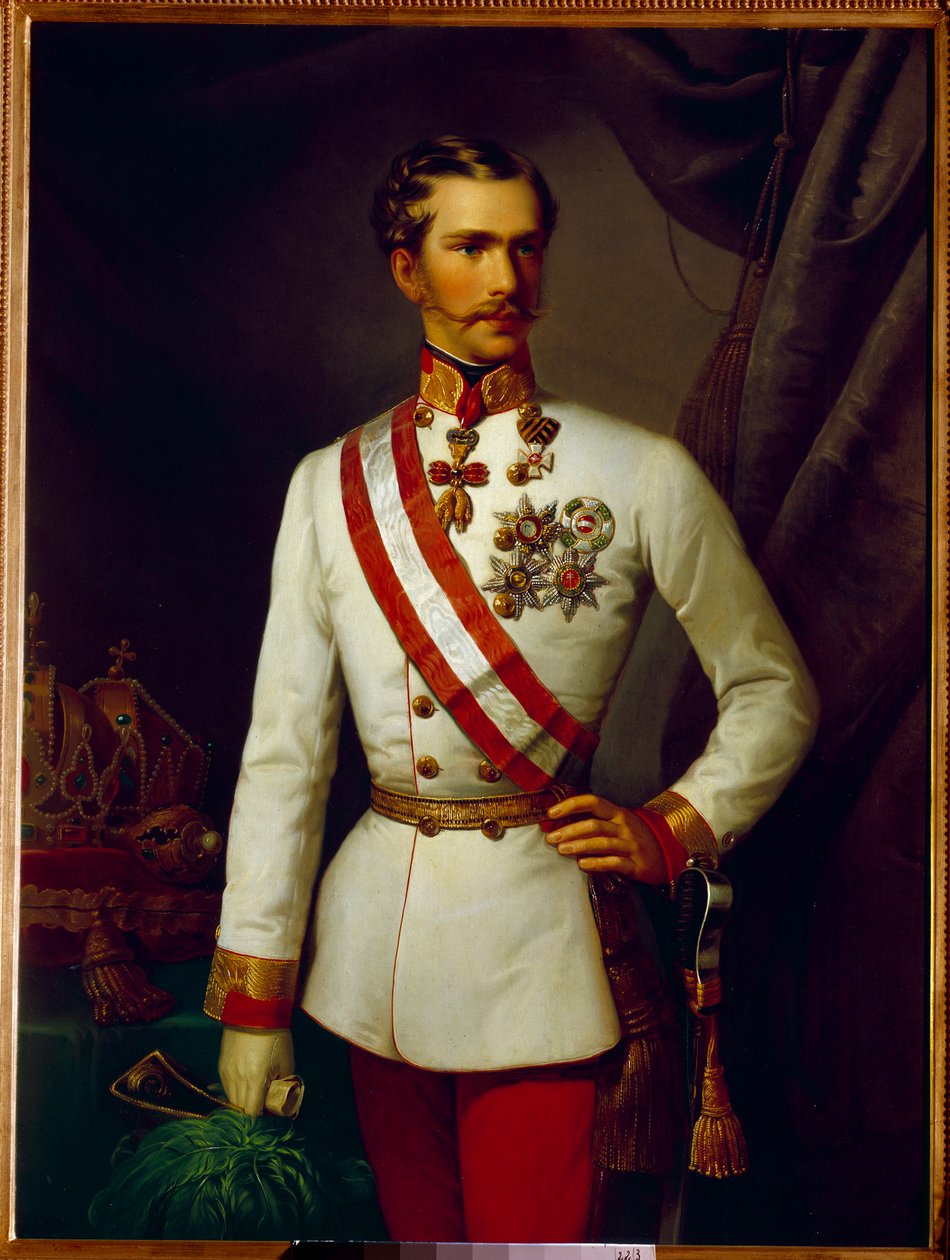 Retrato de Francisco José de Austria a los 28 años en uniforme ceremonial (1830-1916) de Franz Xaver Winterhalter