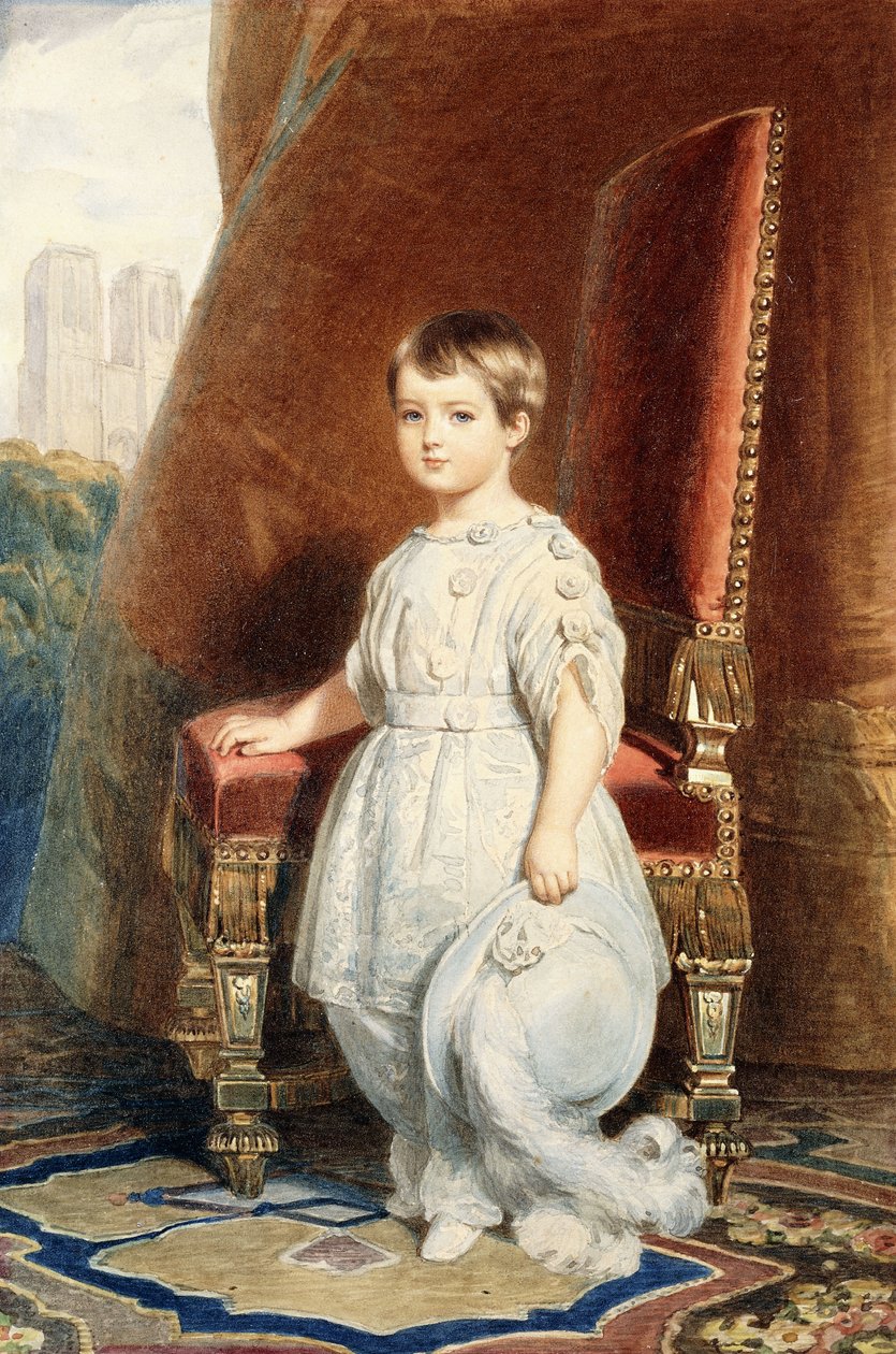 Retrato del Conde de París, como un niño en un traje blanco de Franz Xaver Winterhalter
