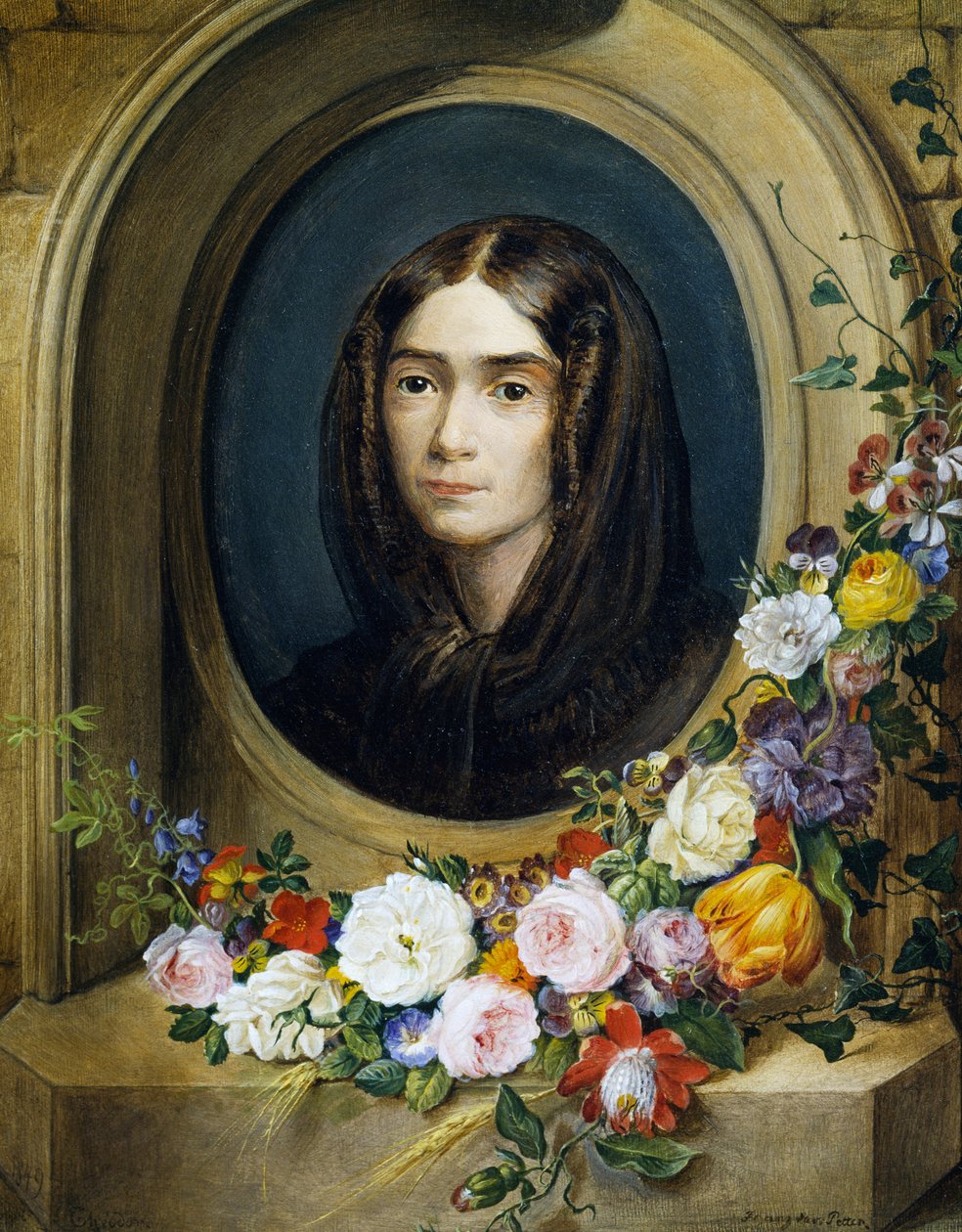 Retrato de Katharina Petter (nacida en 1849). Pintura de Franz Xavier Petter (1791-1866) de Franz Xavier Petter
