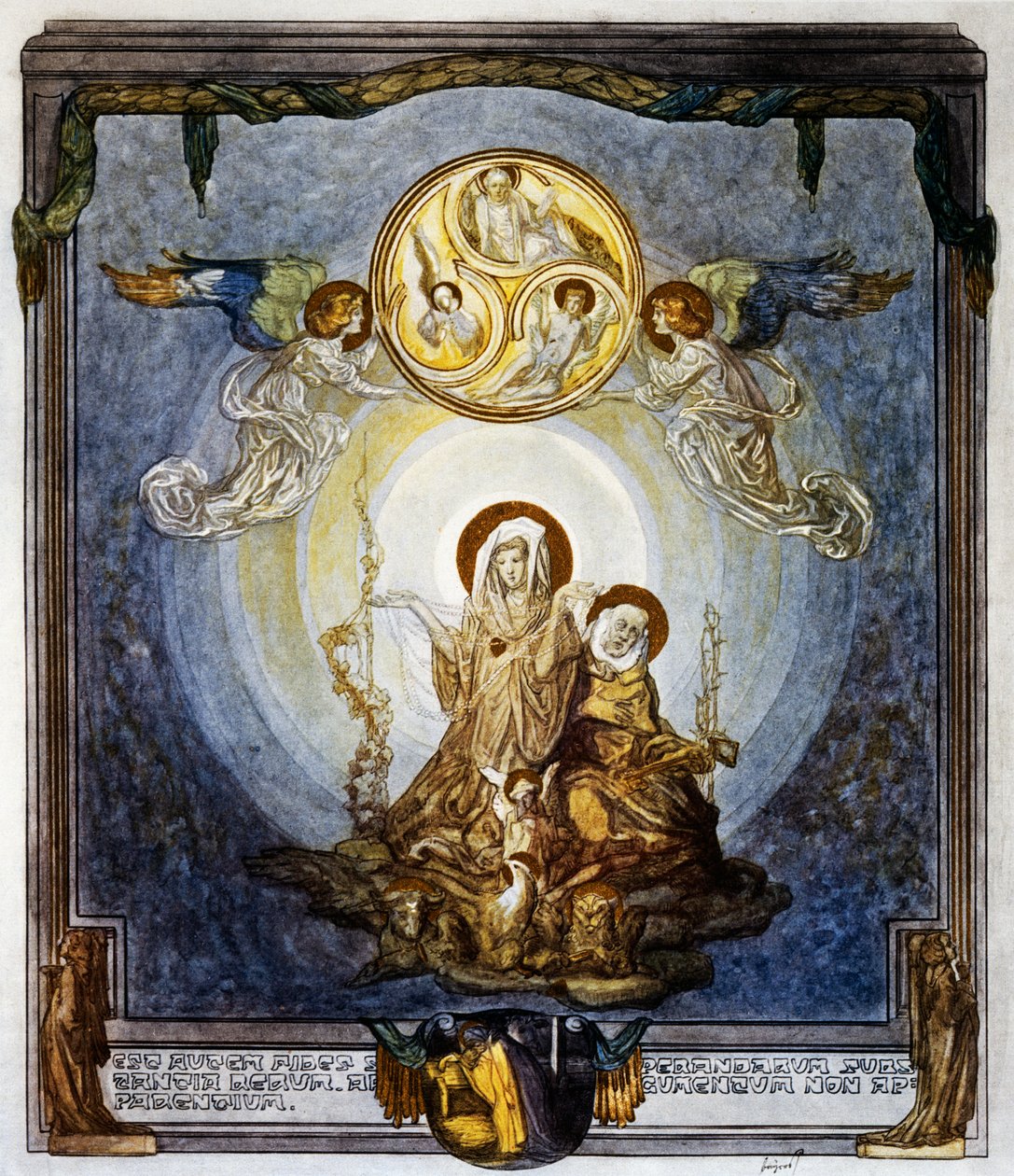La fe es la sustancia de las cosas que esperamos, y la evidencia de las que no se ven, y esto me parece su quididad, canto XXIV, Paraíso, Divina Comedia de Dante Alighieri, ilustración de Franz von Bayros (1866-1924), Viena de Franz von  Bayros