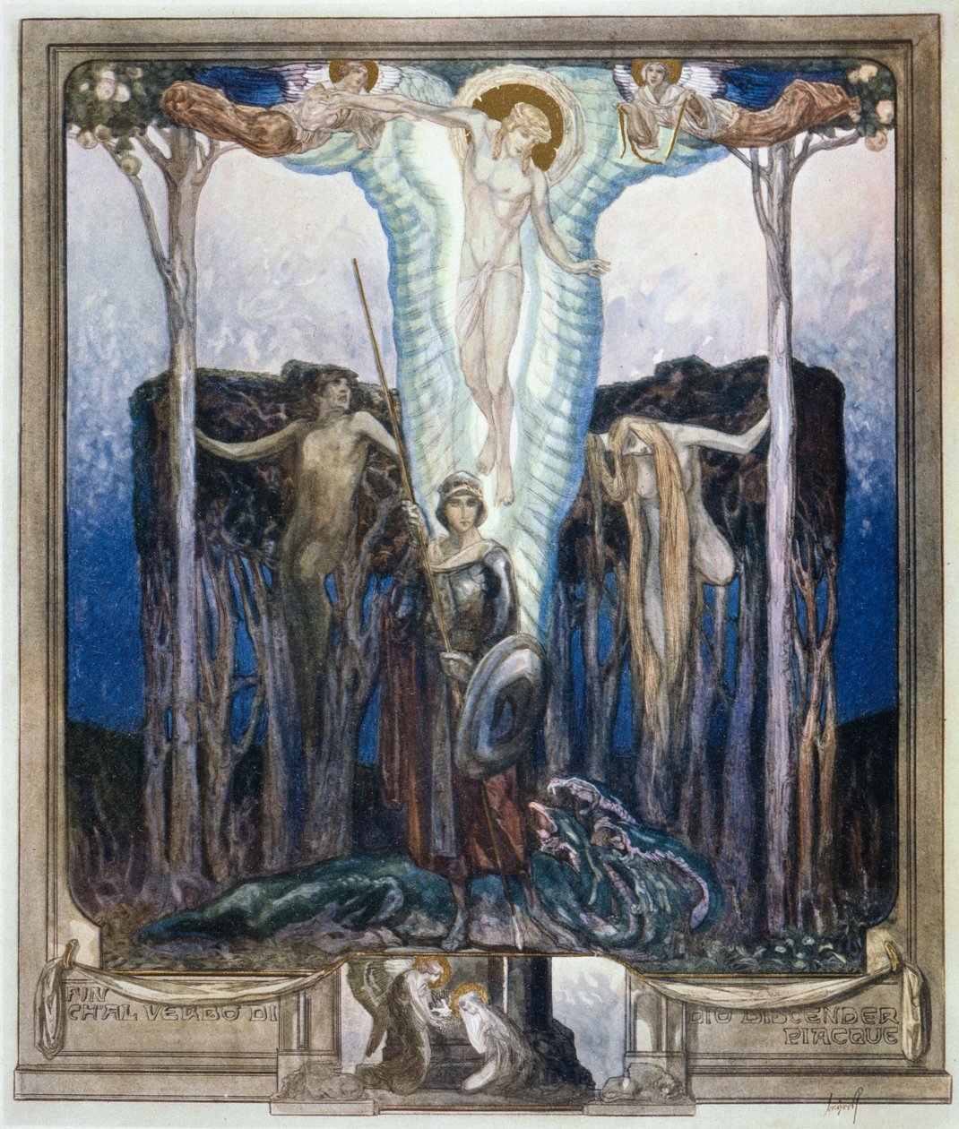 Ilustración de la "Divina Comedia" de Dante, Paraíso, Canto VII de Franz von Bayros (1866 1924)