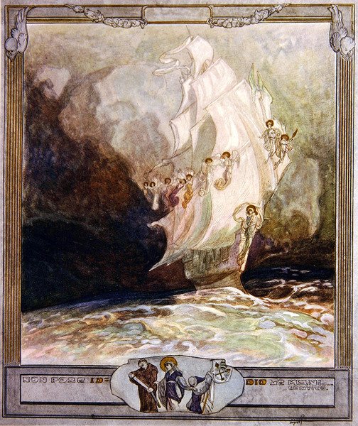 Ilustración de la Divina Comedia de Dante, Paraíso, Canto XXVII, 1921 de Franz von Bayros