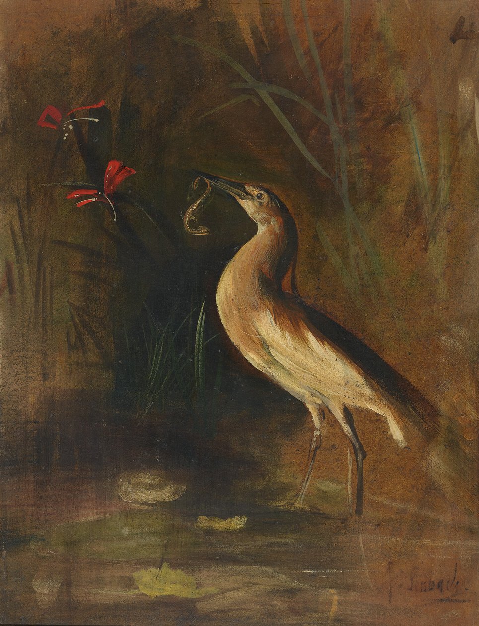 Garzas y salamandras de Franz von Lenbach