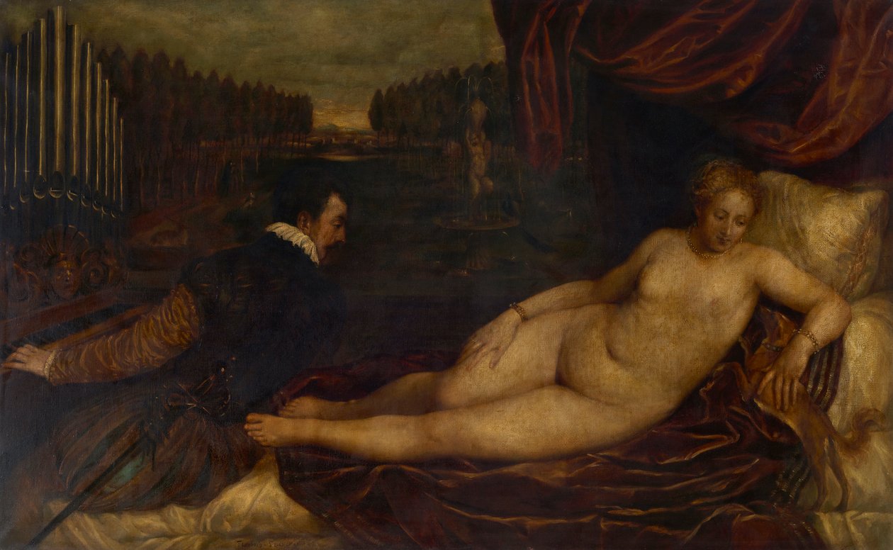 Copia según Tiziano: «Venus descansando y el organista» de Franz von Lenbach