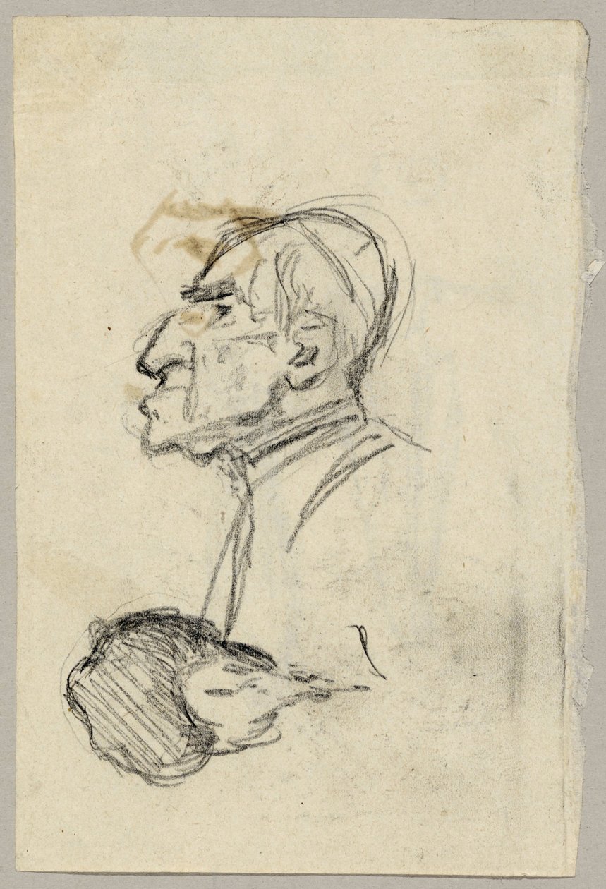 Estudio de retrato de un cardenal, verso: mula vista desde atrás (?) de Franz von Lenbach