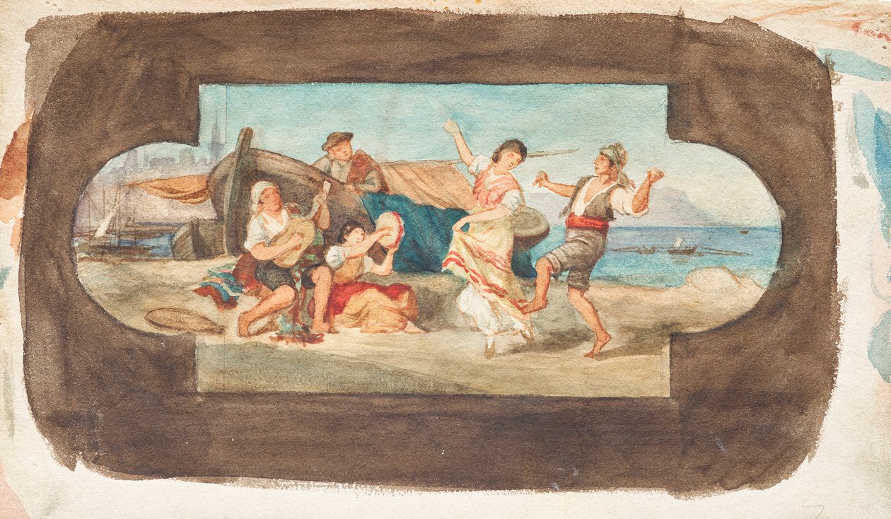 La danza de los italianos - borrador de una pintura de techo de Franz von Matsch
