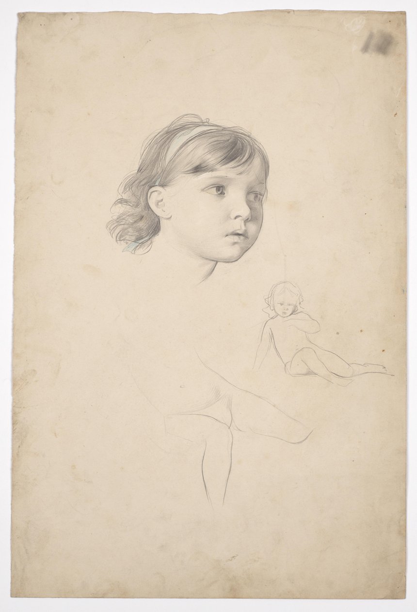Estudio de la cabeza de una niña y estudio del movimiento de Franz von Matsch