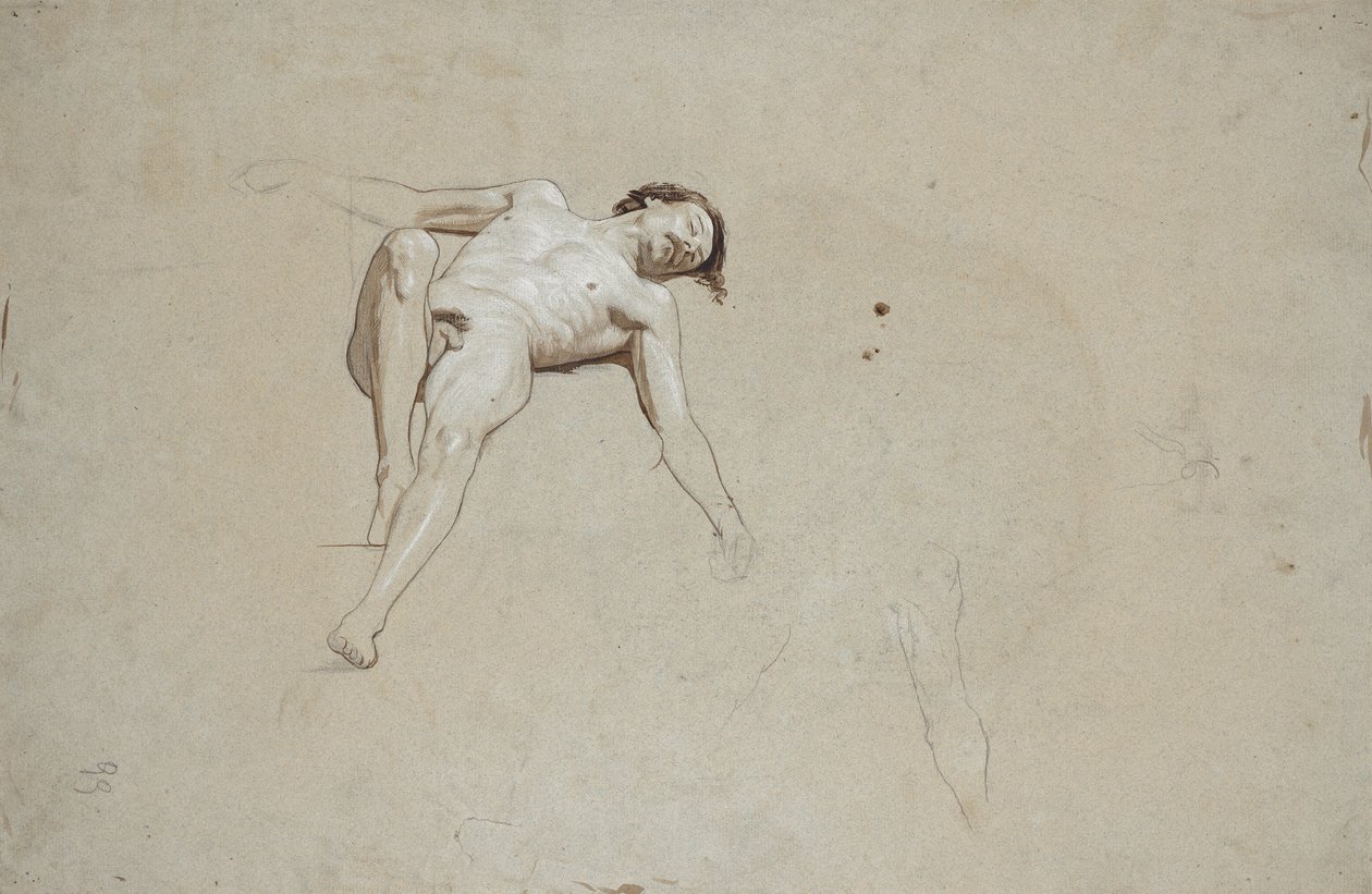 Estudio de un desnudo masculino acostado de Franz von Matsch