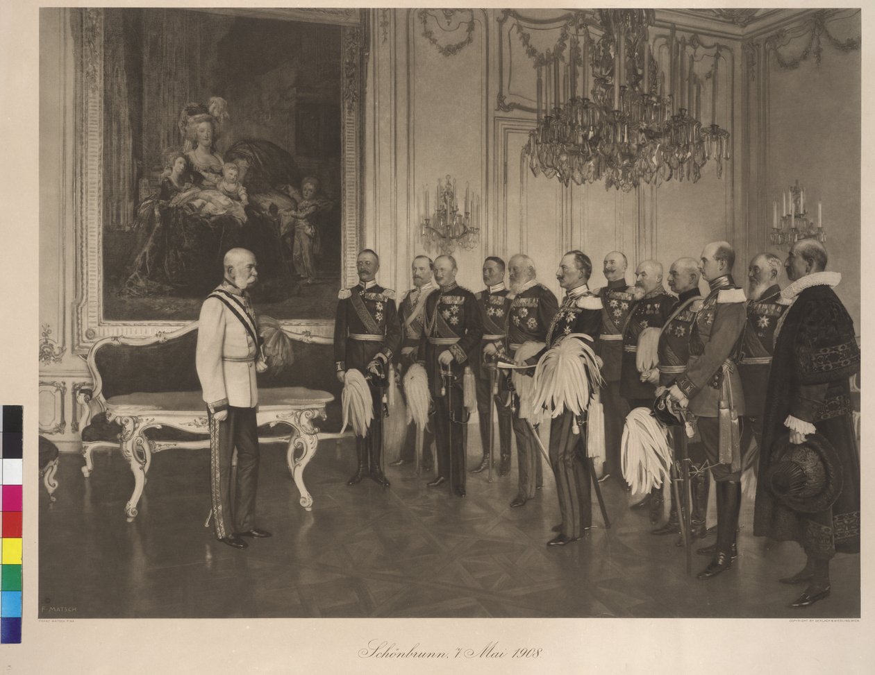 Visita del Príncipe alemán de las Federaciones el 8 de mayo de 1908 en el castillo de Schönbrunn de Franz von Matsch