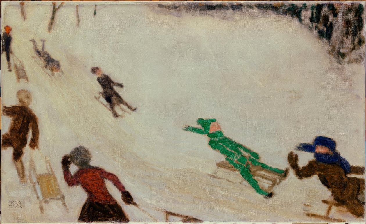 Niños en trineo de Franz von Stuck
