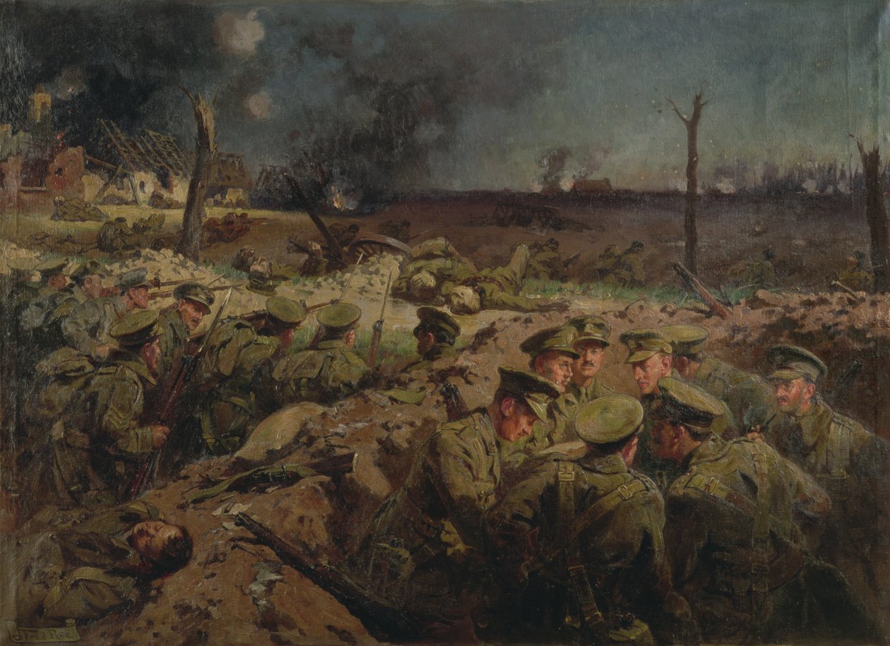 El 4º de Suffolks en Neuve Chapelle el 11 de marzo de 1915 de Fred Roe