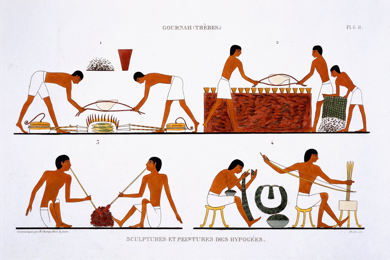 Taller de joyería y metal, de un raro registro de frescos de Tebas, registrado 1819-1822 en su segunda visita a Egipto por Frederic Cailliaud (1787-1869), 1819 de Frederic Cailliaud