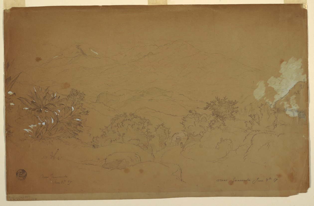 Dibujo, Paisaje cerca de Guaranda, Ecuador, 4 de junio de 1857 de Frederic Edwin Church