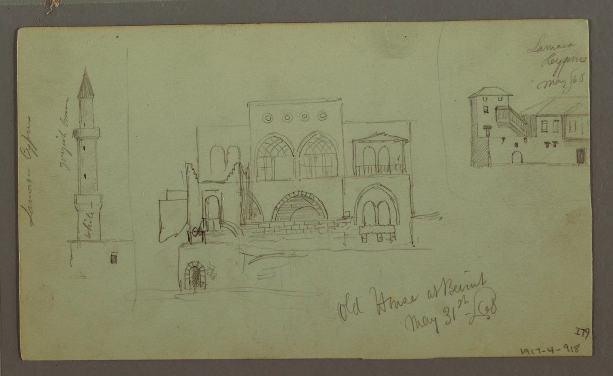 Dibujo, Casa antigua, Beirut, 1868 de Frederic Edwin Church